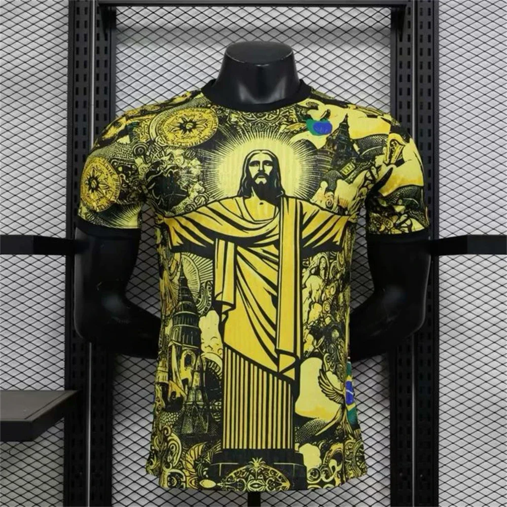 Summer Football Training Top Brazil Special Edition Jesus Black Grey Football Jersey Adult Children Outdoor Quick-drying Tshirts image 3