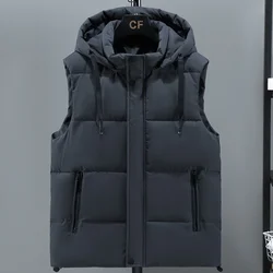 Autumn Winter Vest MenThick Warm Hooded Sleeveless Jacket Male Casual High Quality Waistcoat Casual Fashion Clothes Outerwear