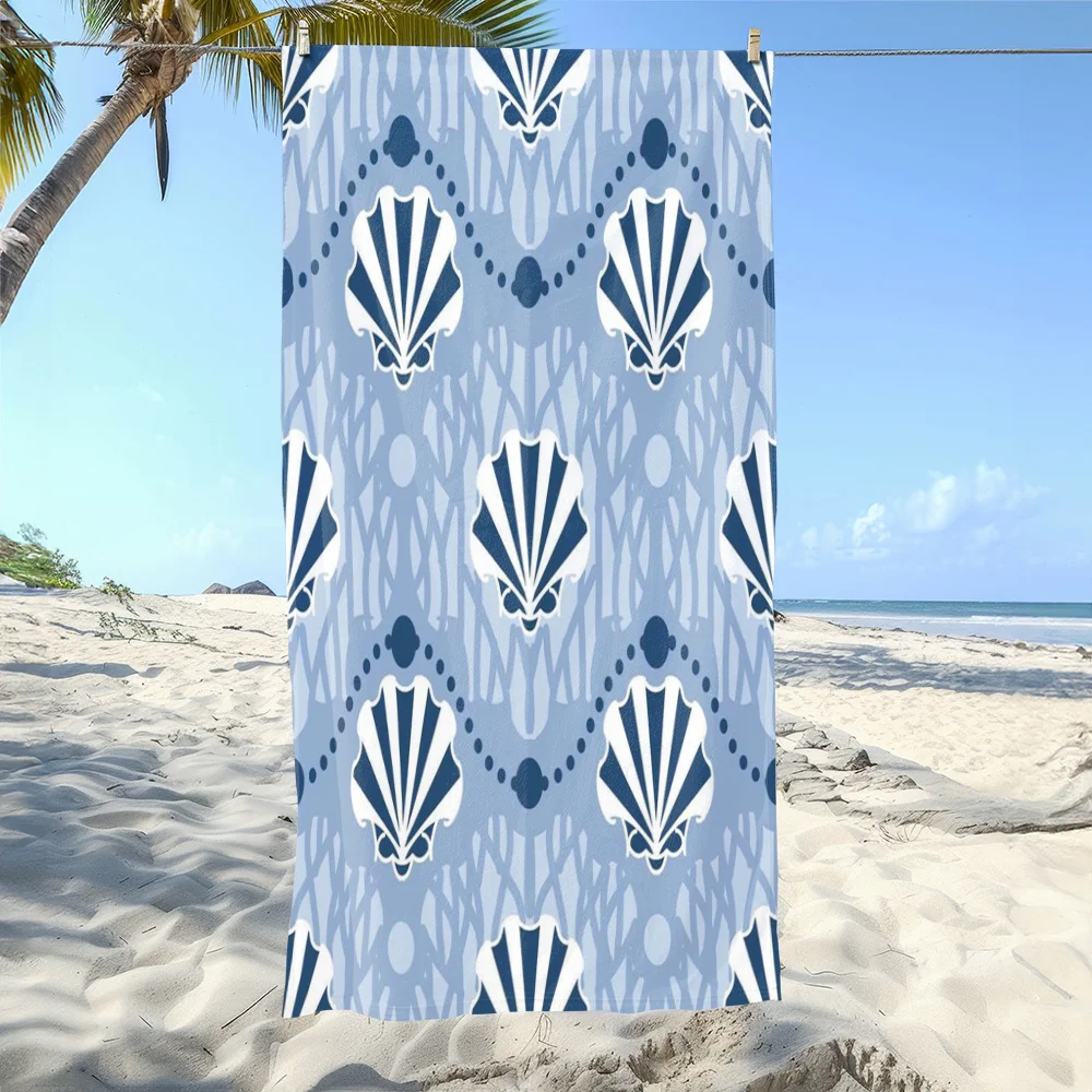 Nautical Shell Art Beach Cover Light Blue Texture Resort Decor Minimalist Chic Vacation Ready Must Have