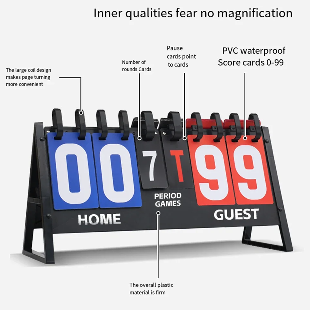 Sports Tabletop Scoreboards with 6 Digit For Flipper Counter and Stable Triangle Placement for Contest Keeper and Period Games