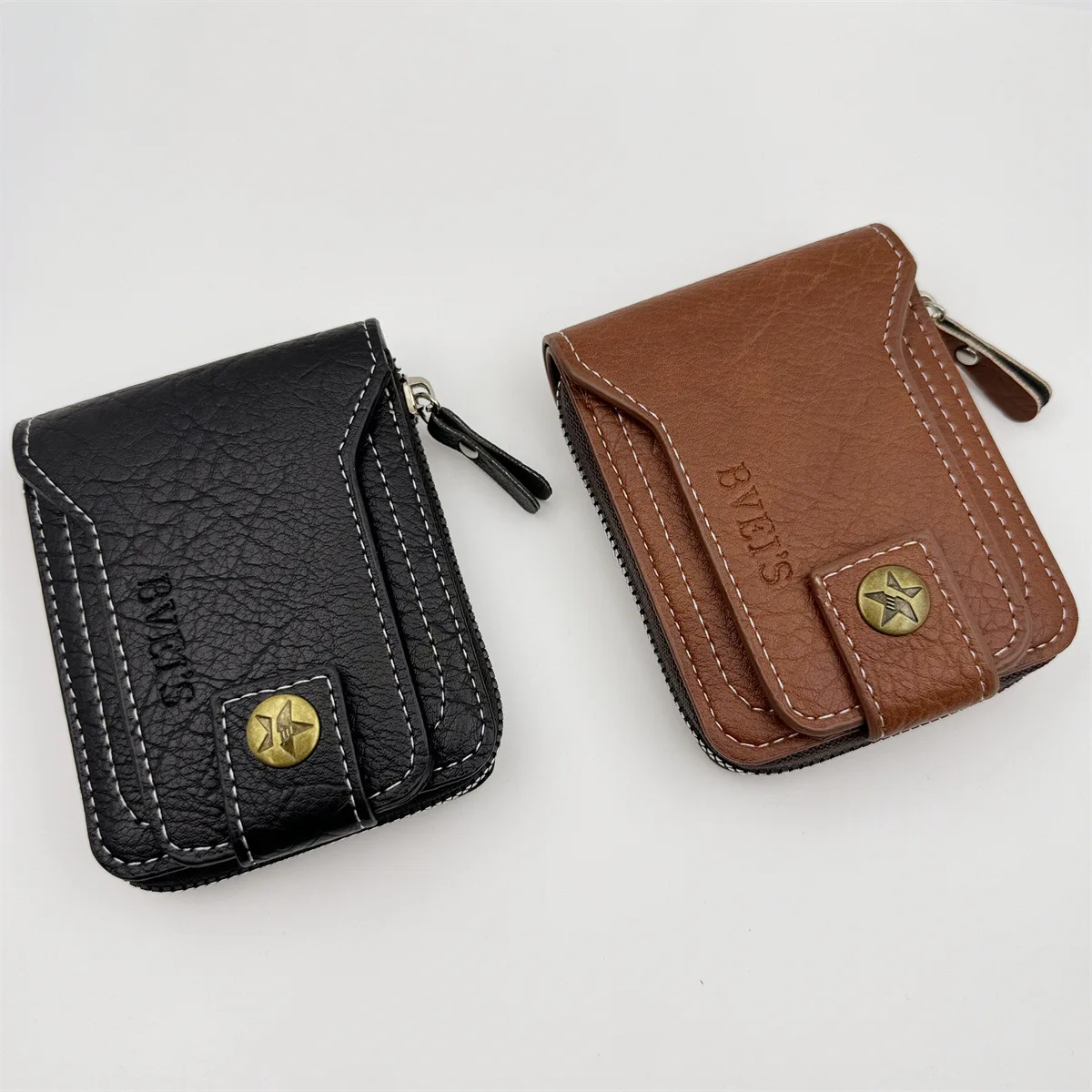 1pc men's short zipper wallet, PU material lightweight wallet, vintage US dollar wallet