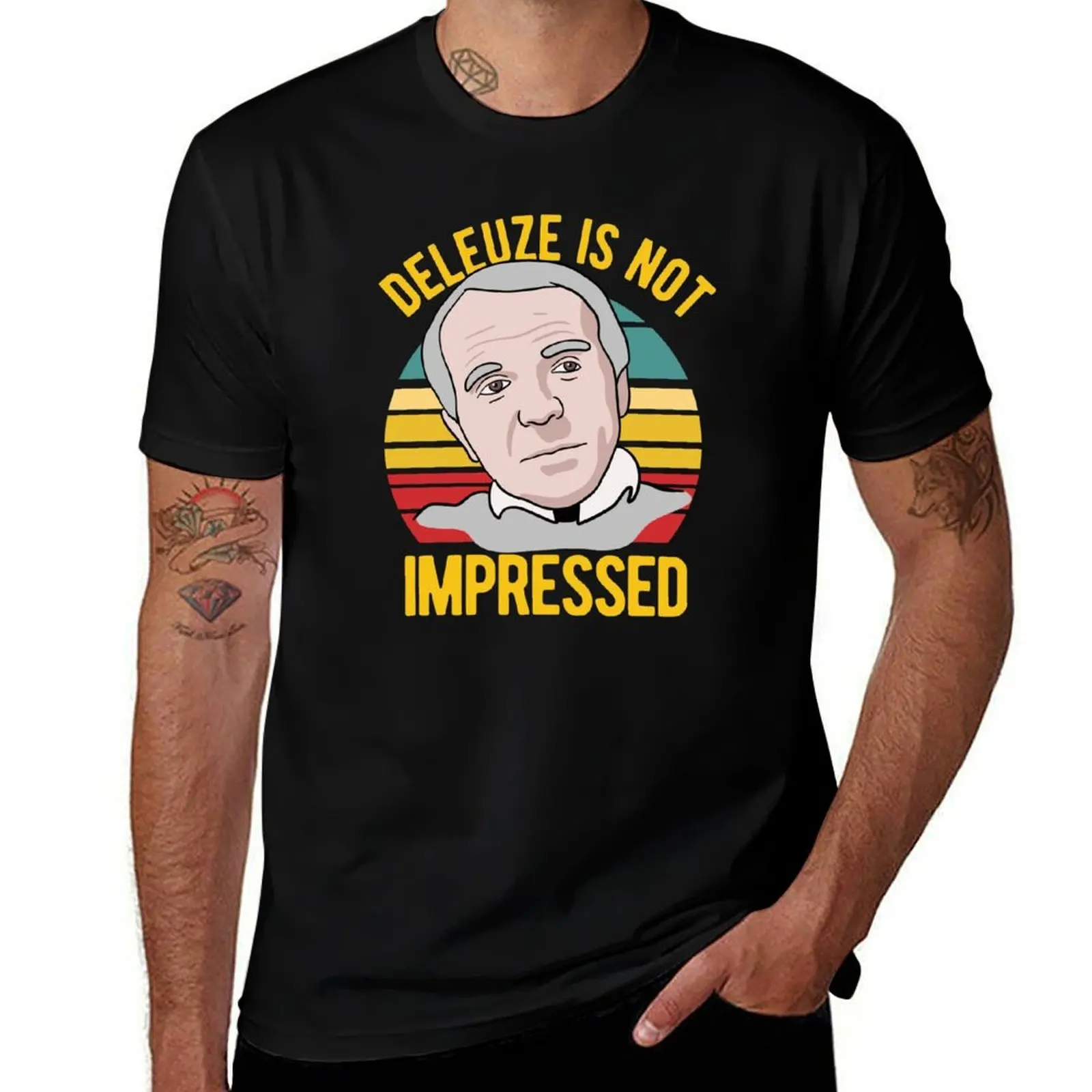 Deleuze n'est pas impressionné - T-shirt de philosophie avec impression d'art minimaliste