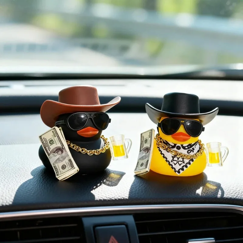 Cool Cowboy Series Dripping Towel Yellow Duck Decorative Ornament Sunglasses Gold Chain Gun Car Ornament