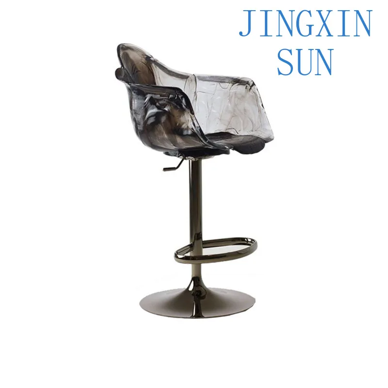 Table chair Transparent resin restaurant Home high-end design art Lifting rotating high chair