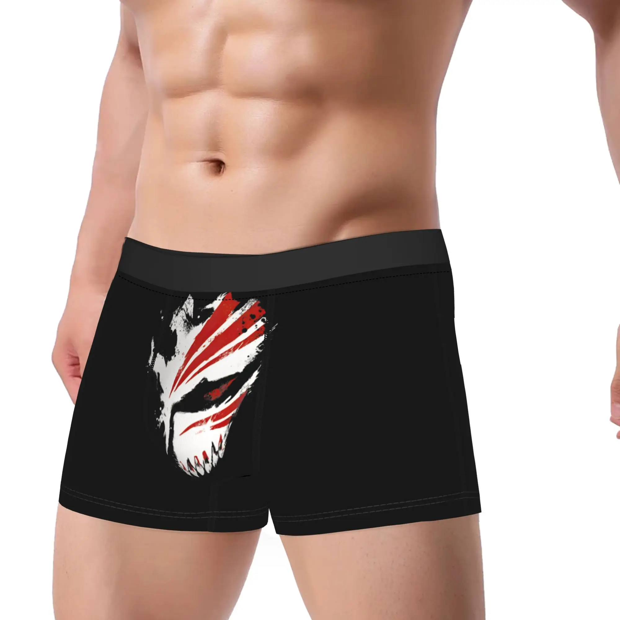 Crimson Anime Hollow Mask Dark Red Bleach Boxer Shorts  Pouch Underwear Trenky Shorts Briefs Male Panties Large Size