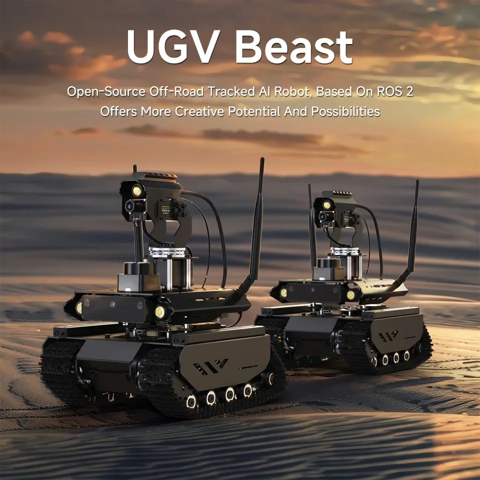 Waveshare UGV Beast ROS 2 Open-source Off-Road Tracked AI Robot For Jetson Orin Series Board, Dual controllers, 360° Flexible