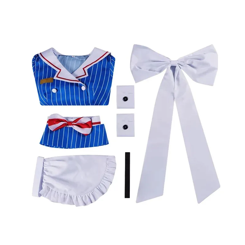 Disfraz de Miku, uniforme de mesmerizador de Anime, vestido de sirvienta a rayas para mujer, traje de peluca Teto, vestido de fiesta de Carnaval de Navidad y Halloween
