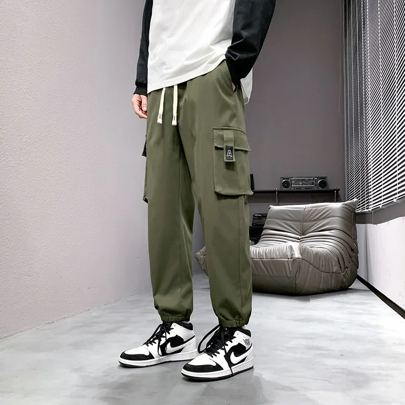 

M-8XL Спецодежда Брюки-карго Мужские свободные брюки для бега с несколькими карманами Мужская осенняя уличная одежда Повседневные брюки с завязками на талии Мужские брюки