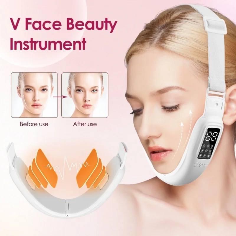 Microcurrent Heating Double Chin Face Slimming Device Facial Lifting and Firming Massager