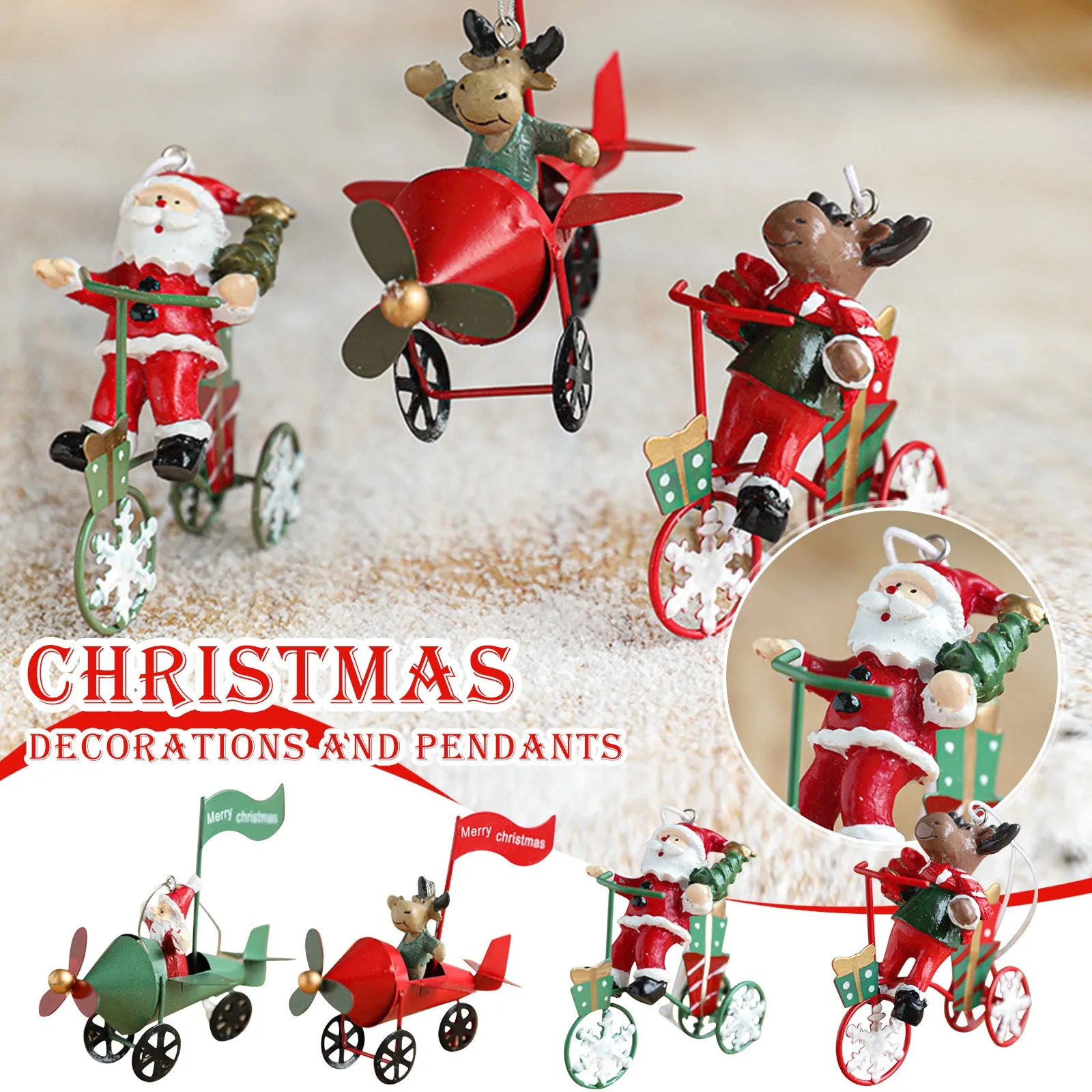 Interesting creative Christmas desktop ornaments Santa Claus elk resin iron small ornaments Xmas home holiday decoration