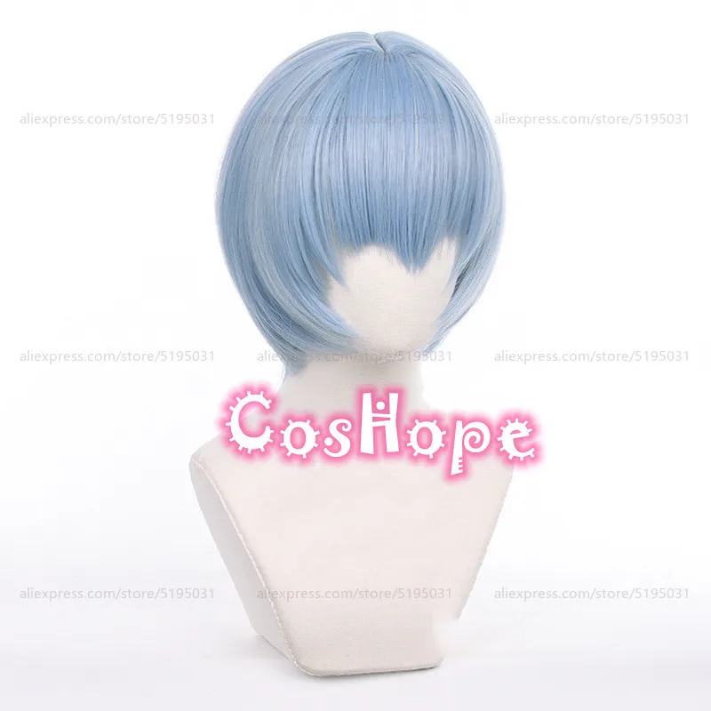 Rei Ayanami Parrucca Cosplay Donna 30 cm Parrucca corta blu Cosplay Parrucche Cosplay Anime Parrucche sintetiche resistenti al calore Halloween