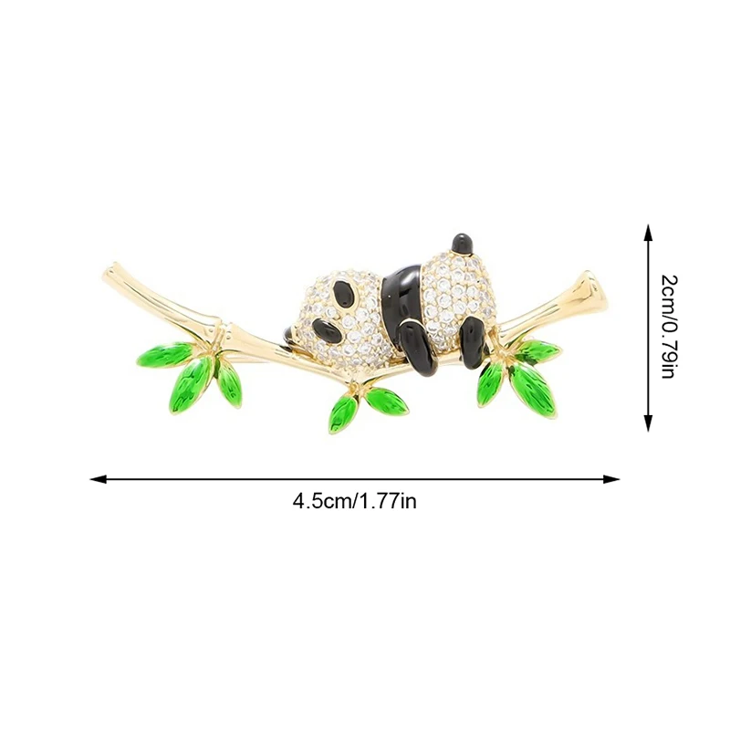 1PCS Female Fashion Bamboo Panda Brooches For Women Luxury Gold Color Alloy Animal Brooch Safety Pins Jewelry Gift