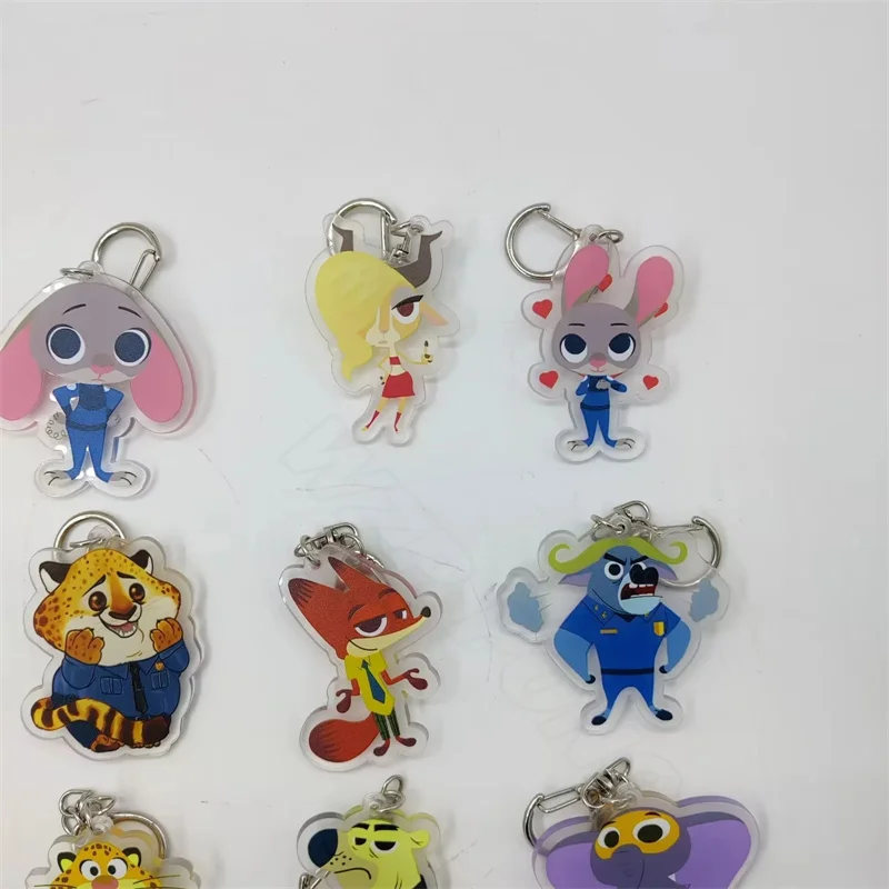 Anime Movie Zootropolis Judith Nick Flash Cosplay Keychain Zootopia Accessories Key Chain Animal Doll Acrylic Pendant Toy Gift