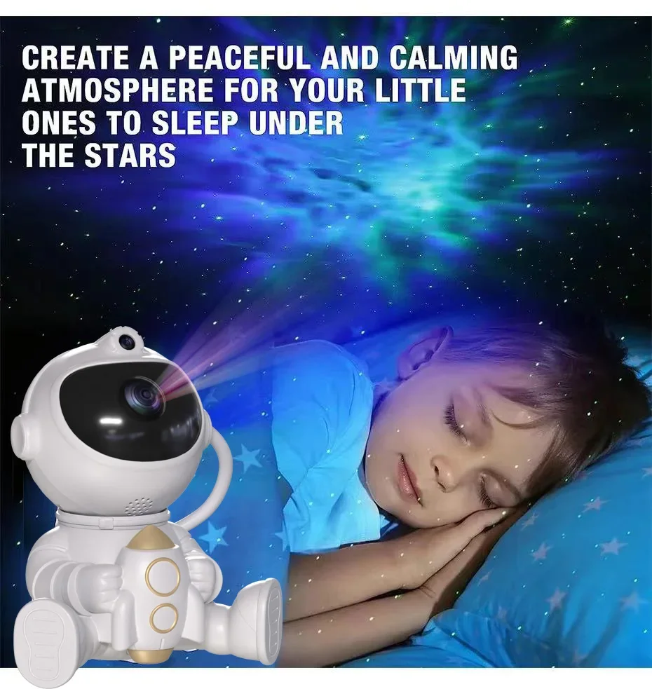 Imagem -05 - Galaxy Astronaut Rocket Projetor Led Night Light Estrela Projetor Lâmpada Decoração do Quarto Childrens Holiday Gift