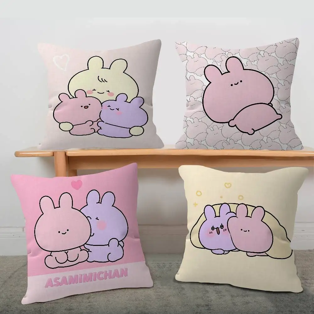 Cartoon Asamimichaan Asleep Cute Asamimi Office Cushion Pillowcase Car Cushion Cover45X45CM Lumbar Pillowcase Sofa Pillowcover