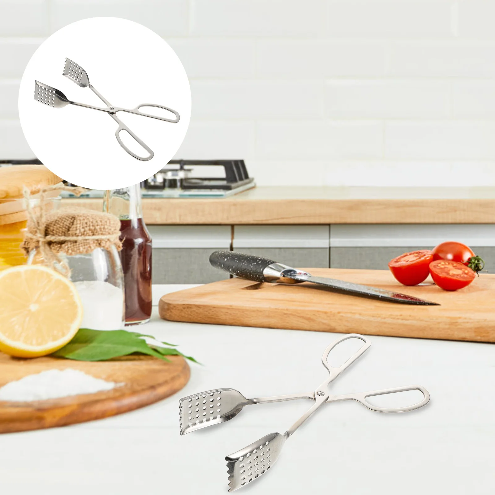 

Stainless Steel Scissor Design Bread Tong Long Handle Multi-Functional Food Clip Household Baking Portable Kitchen Clamp