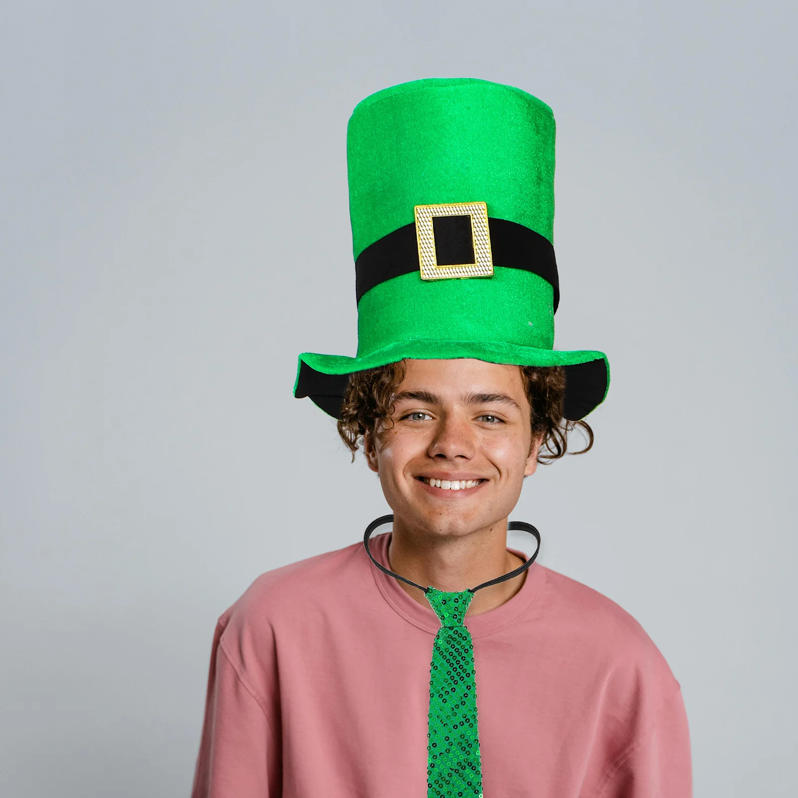 세트 성 패트릭 데이 의상 액세서리 그린 샴록 모자 넥타이 배지 팔찌 파티 용품 아일랜드 축제 의상