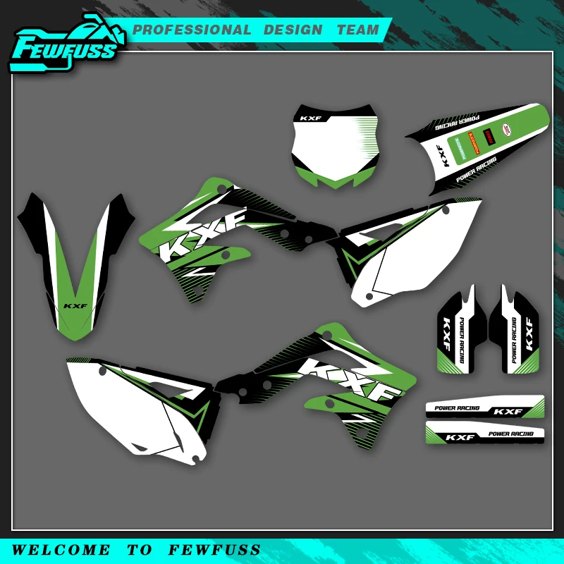 

Fewfuss For Kawasaki KXF450 KX450F KX 450F 2012 2013 2014 2015 Graphics Decals Stickers Kits Motorcycle Custom Number Name