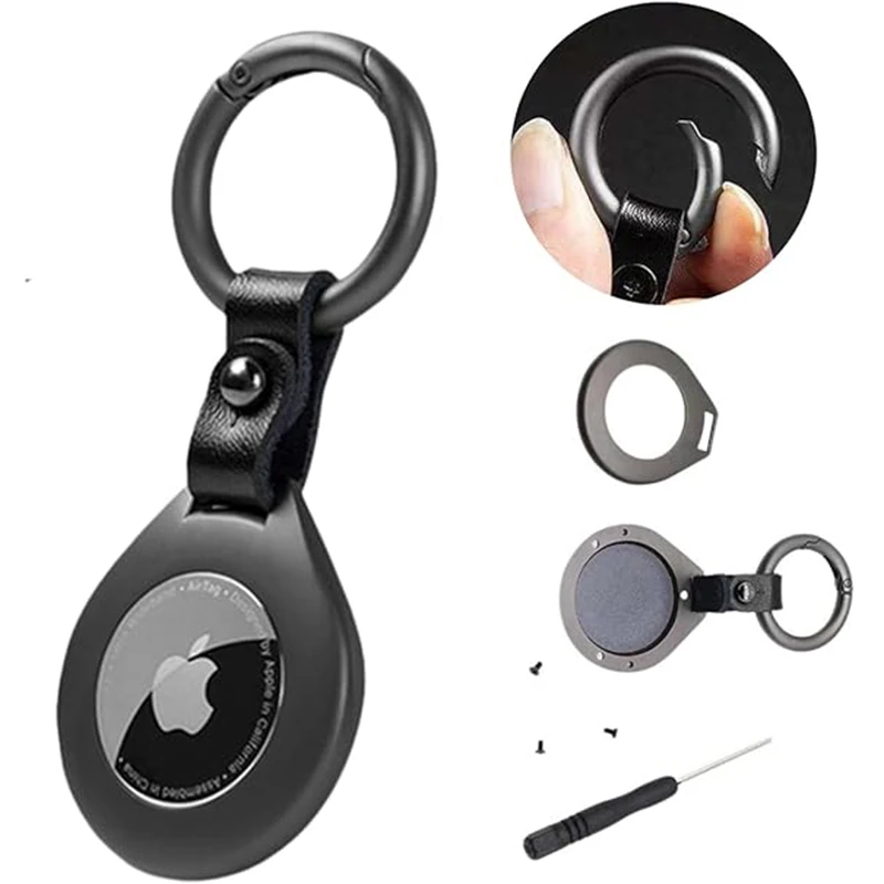 

Для Apple Airtag чехол, аксессуары для ключей с защитой от столкновений, Высококачественная кожаная металлическая крышка, держатель Airtag, GPS-трекер