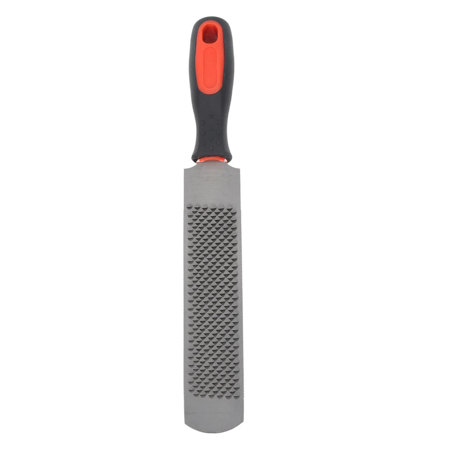 8 inch hoefvijl met handvat, gemaakt van koolstofstaal, ergonomisch ontwerp, voor het vijlen en verzorgen van hoefijzers bij paarden.