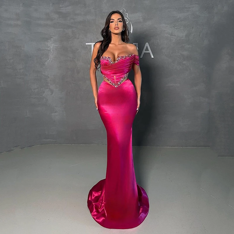 

Thinyfull Sexy Women Mermaid Prom Evening Dresses Formal Beadings Hollow Out Night Party Cocktail Party Prom Gowns Custom Size