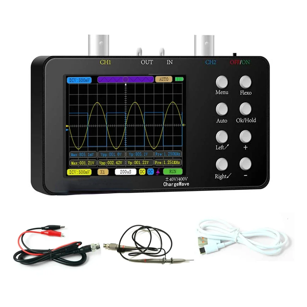 Dual-channel Digital Oscilloscope 10M Analogue Bandwidth 50M Sampling Rate Lissajous Patterns 6A Current Waveform Oscilloscope