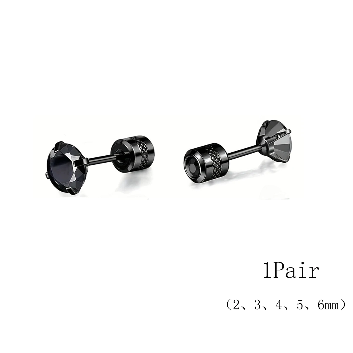 2 Stück Mode Edelstahl kubischen Zerkonia geprägten Muster Schraub ohrringe, flache Rückseite Knorpel Helix Ohr Piercing Schmuck – Detail 4