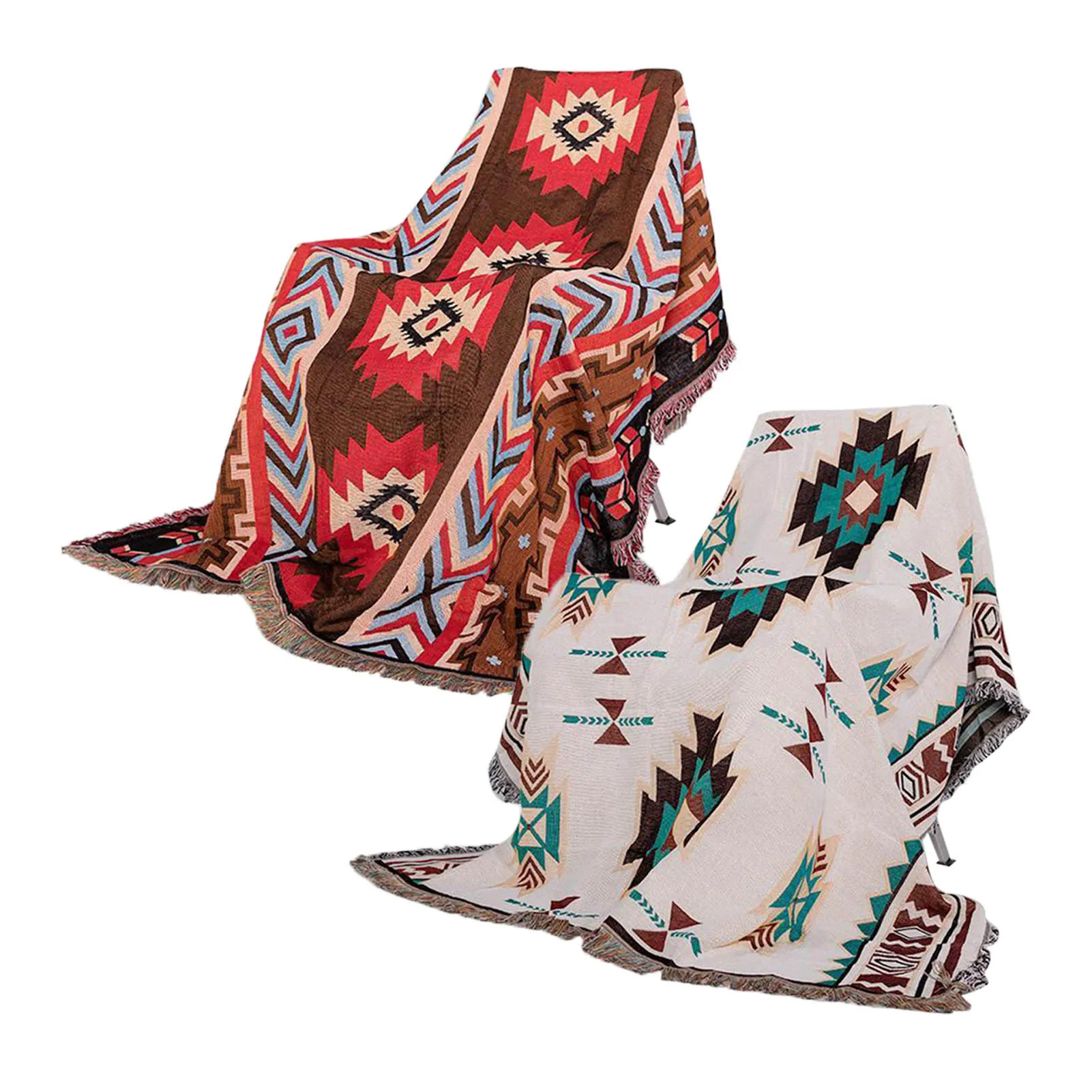 

Пустая скатерть для кемпинга на открытом воздухе, приятная для кожи, двусторонняя, с этническим ретро-узором, чехол для стола для пикника, яркий цвет для дома