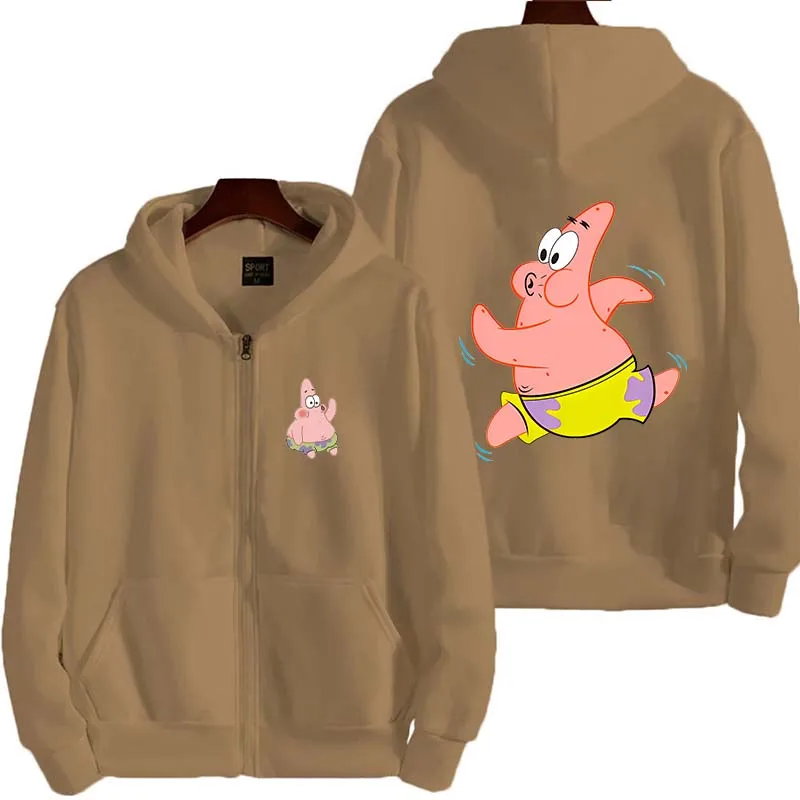 Fun Patrick Star2026 New Fashion Cartoon Anime Street Sports Men's Zipper Shirt Women's Couple Hoodie