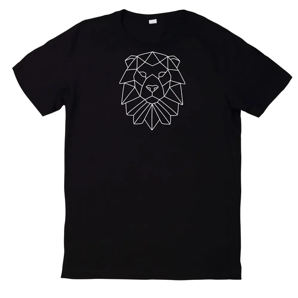 Lion Polygon Lion Head Cotton T-Shirt High Quality 100%Cotton Short Sleeve