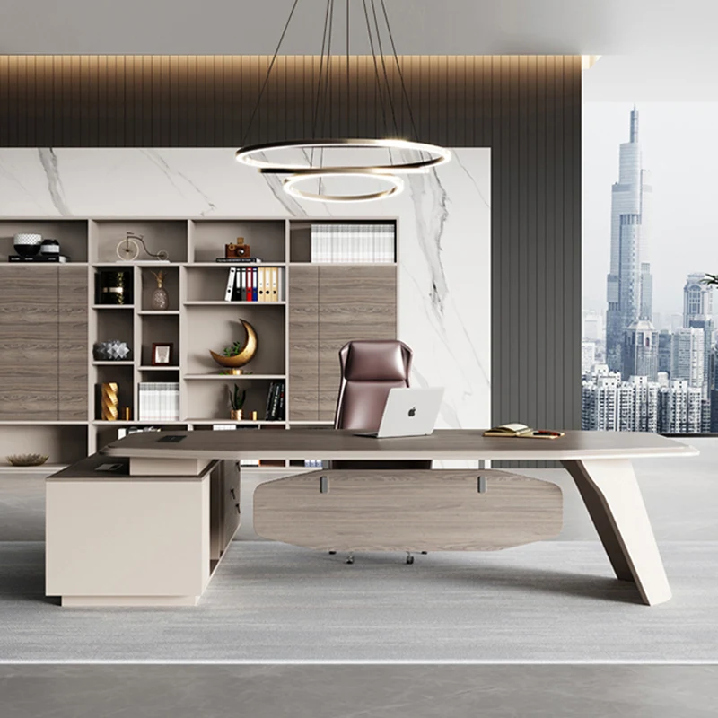 يتميز مكتب حديث مع الرئيس التنفيذي على شكل حرف L وأثاث مكتبي حديث #2