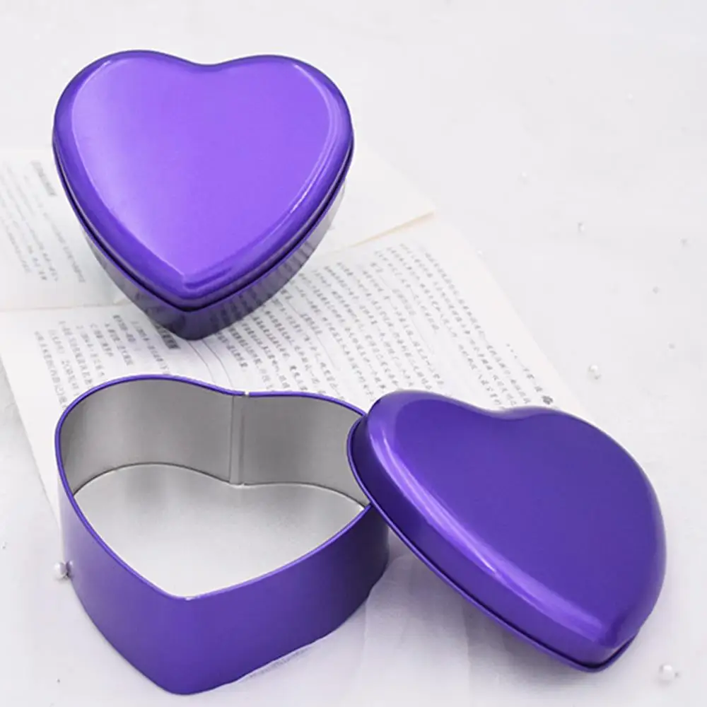 Mini Portable Tin Box Heart-shaped Gift Box Multifunctional Durable Tinplate Box Storage Case Candy Pill Cases Jewelry Box