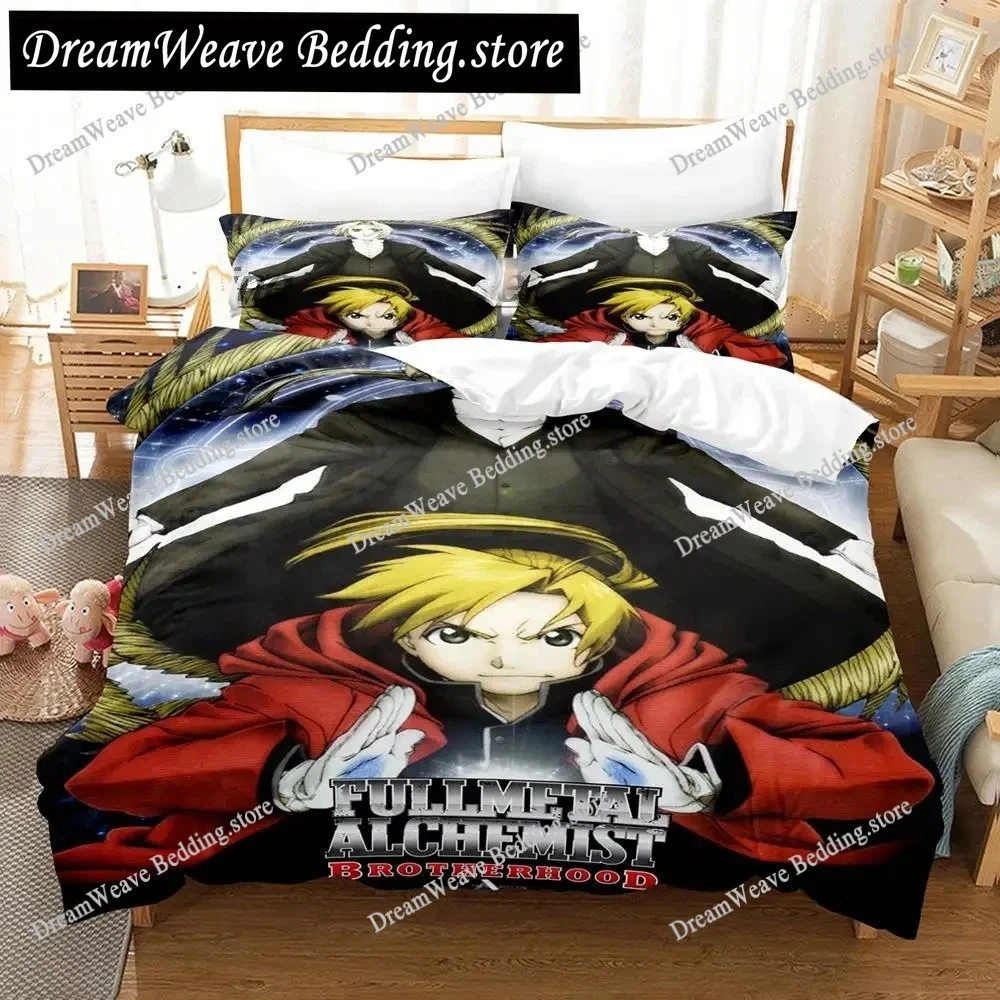 

New Anime Alchemist Bedding Set Single Twin Full Queen King Size Bed Set Aldult Boys Bedroom Duvetcover Sets Anime Bed Sheet Set