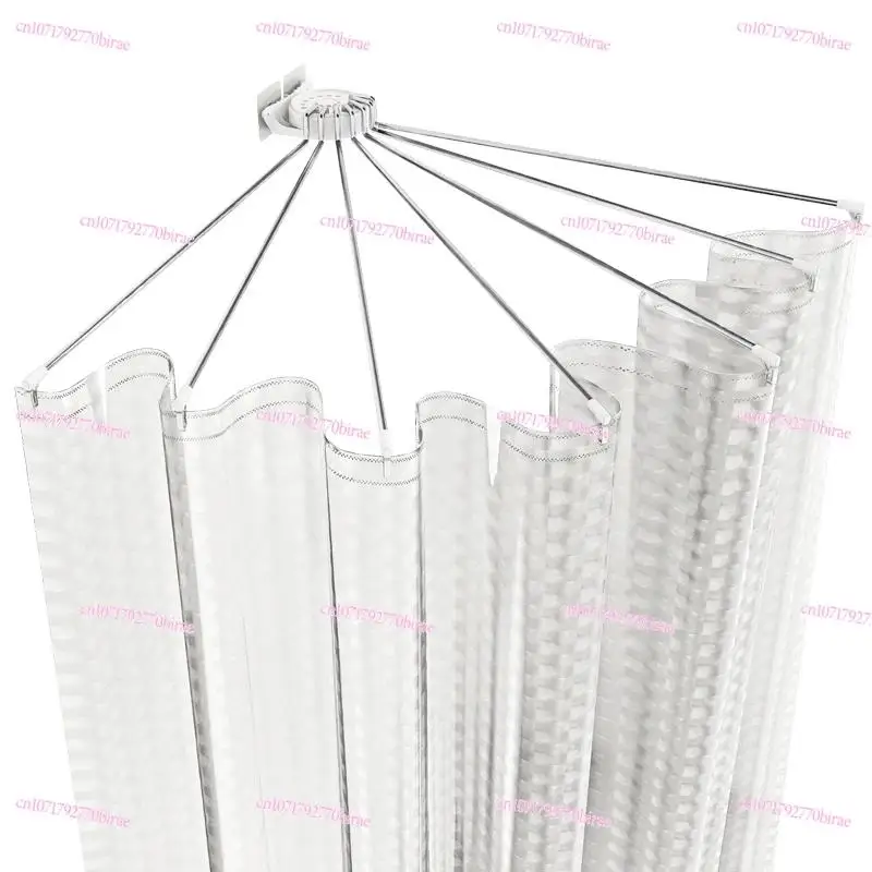 Shower Curtain Set Non-punching Fan Rod Curved Stainless Steel Semicircular Cover Corner Folding UL Bath