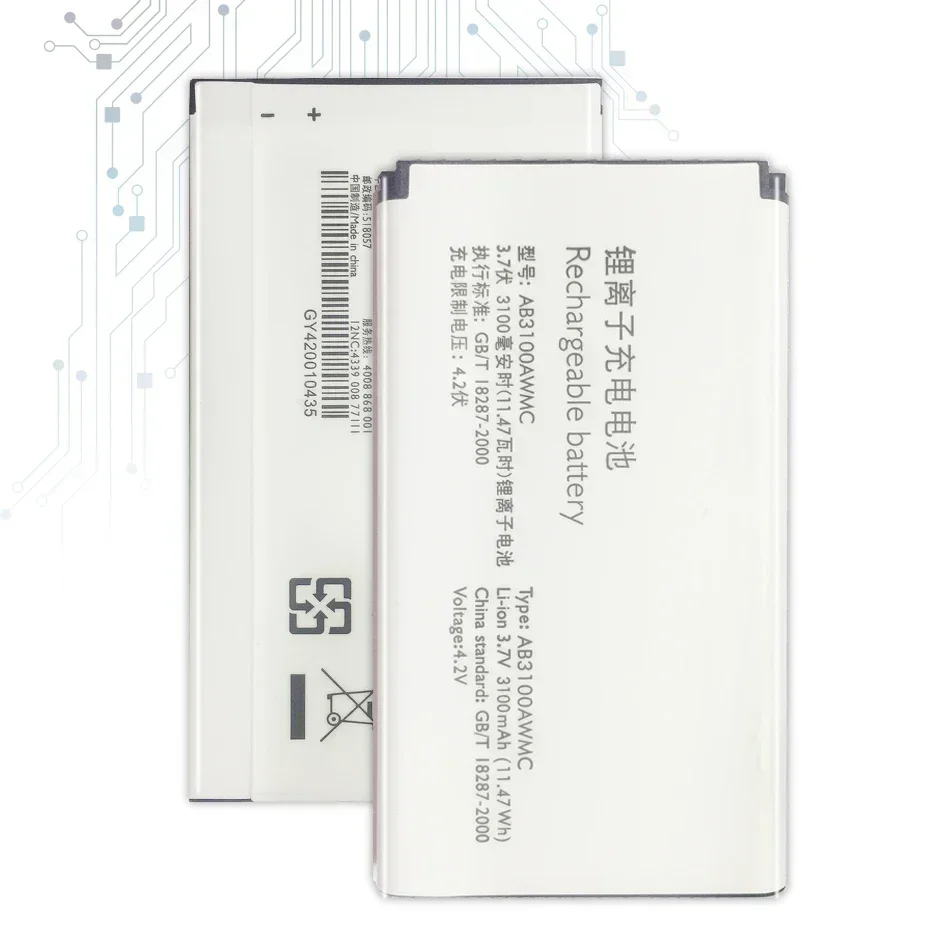 Battery 3100mAh AB3100AWMT AB3100AWMC For PHILIPS Xenium E180 E181 CTE180BK Lithium Polymer