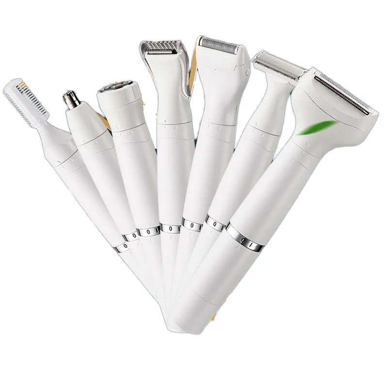 

Электрический набор для ухода 7-в-1: женская бритва и триммер с аккумулятором для домашнего использования – удаление волос на теле, лице, в паху, носу, ушах