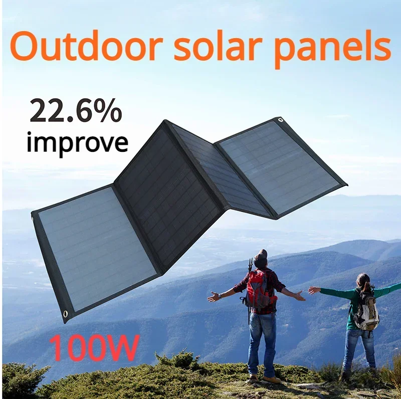 

100W Solar Panel Folding Bag USB+DC Output Solar Charger Portable Foldable Solar Charging Device Outdoor Portable Power Supply