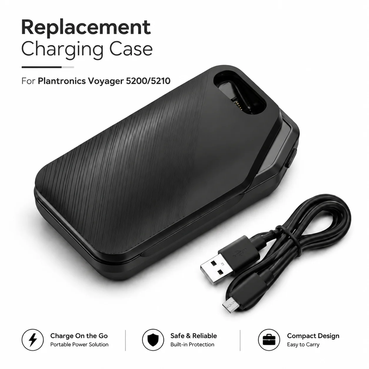 Estuche de carga de repuesto para auriculares Plantronics Voyager 5200/5210, caja de carga portátil con USB, base de carga, fuente de alimentación para auriculares