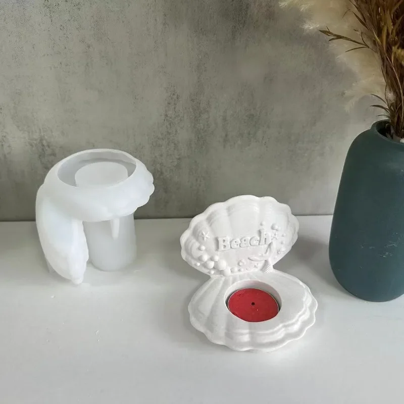 DIY Beach Shell Silicone Mold Shell Candlestick Resin Mold Tealight  Holder Mold Concrete Candle Plaster Vessel  Home Decor