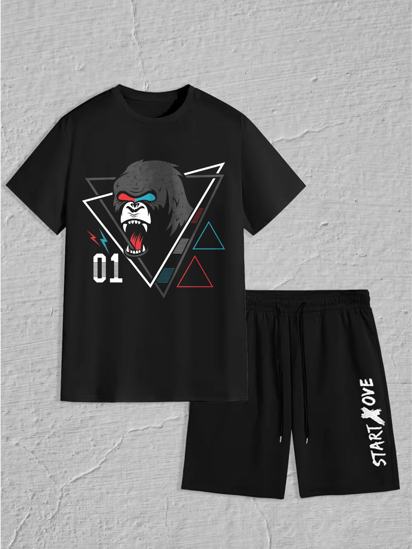 

Мужской комплект, лето 2025 года, мужской комплект с принтом, тренировочный костюм, мужской комплект одежды с графическим футбольным круглым вырезом, спортивный комплект