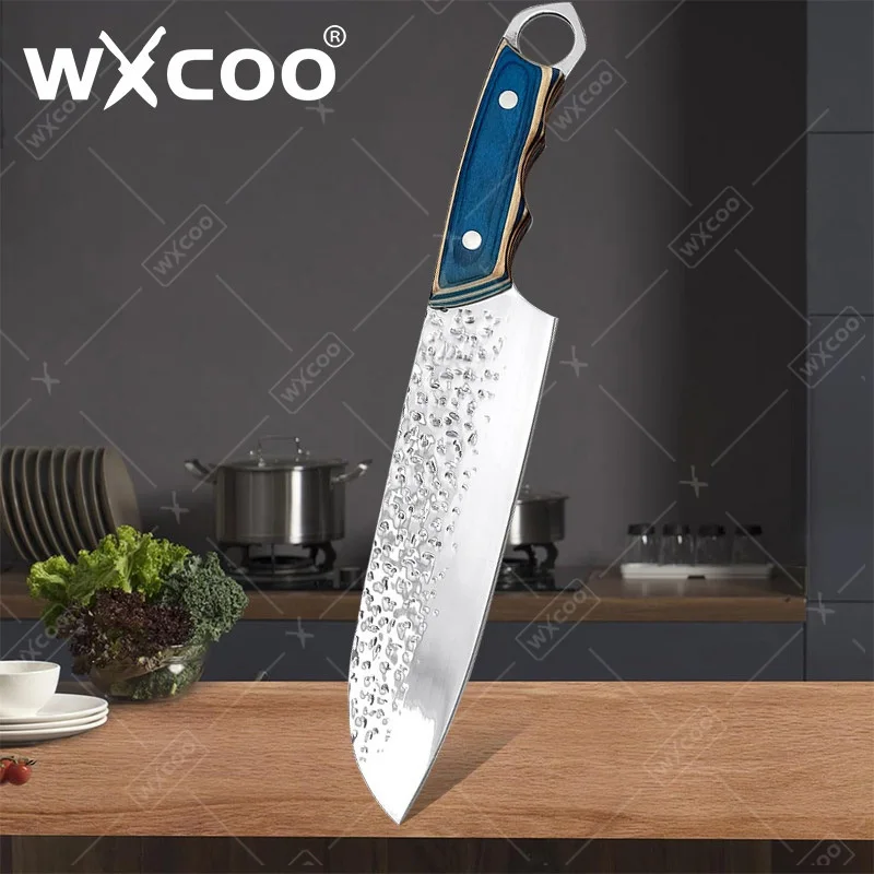WXCOO Kitchen Knife Butcher Chef Knives Meat Cleaver Fruit Vegetable Knife Slicing Knife with Wood Handle Santoku Cooking Cutter
