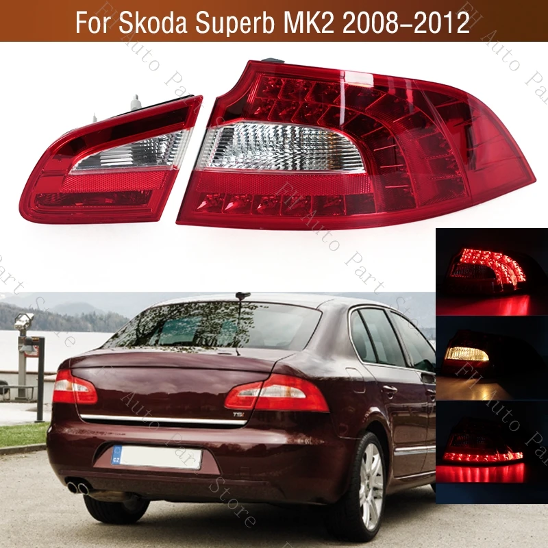Lampa tylna do Skody Superb MK2 2008 2009 2010 2011 2012, tylny zderzak, tylne światło hamowania, światło cofania bez żarówki