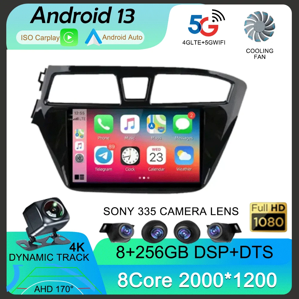 

Автомобильная Мультимедийная система, Android 13, Wi-Fi + 4G, для Hyundai I20 LHD 2015 2016 2017 2018