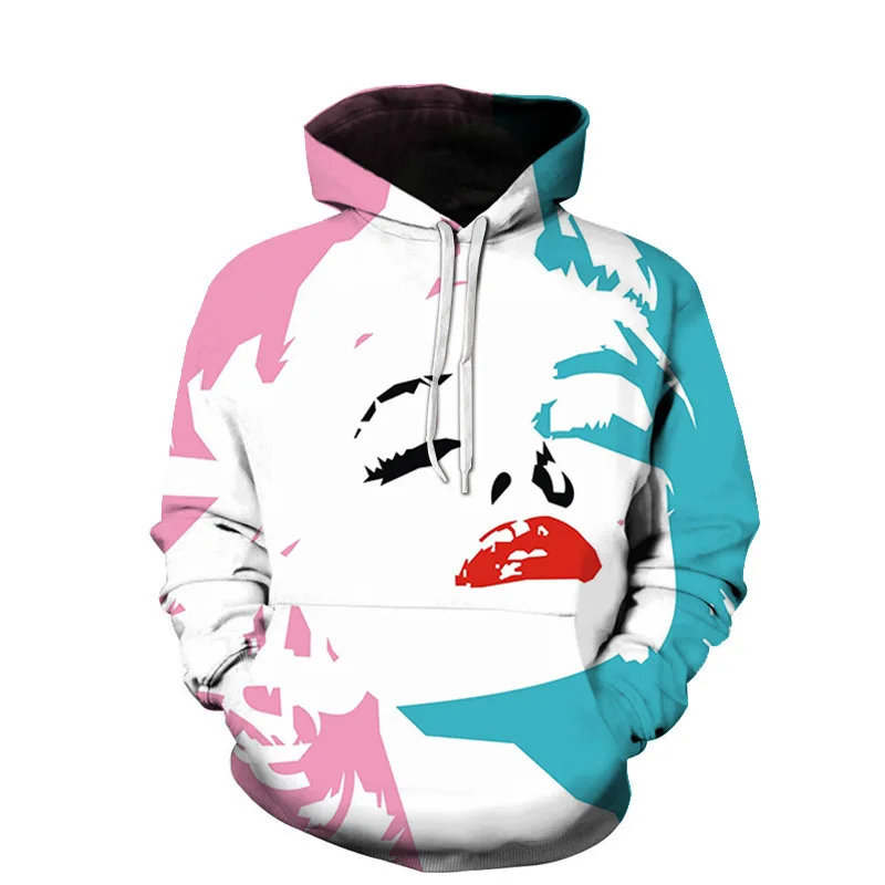 phechion New Fashion Men/Women Marilyn Monroe 3D Print Long Sleeve Hoodies Casual Hoodies Loose Sporting Pullover A124