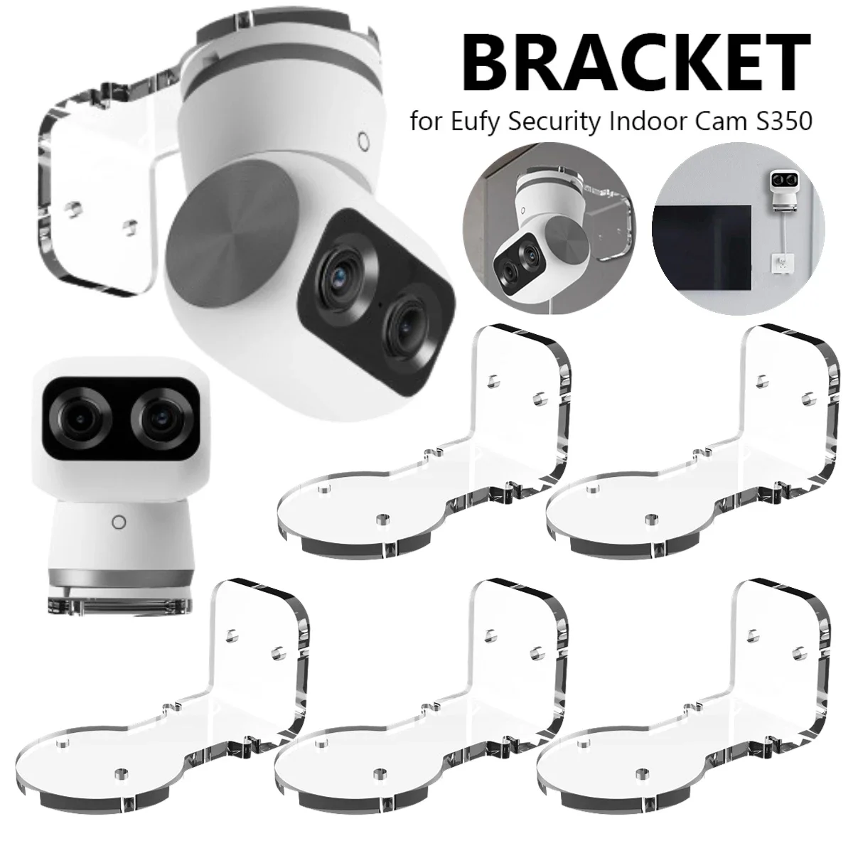 Настенный акриловый кронштейн, универсальные часы, устойчивый держатель для внутренней камеры Eufy Security S350