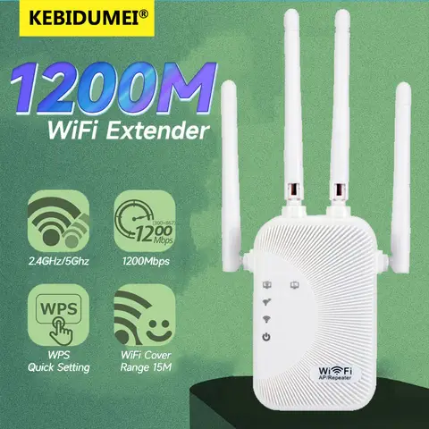 1200Mbps WiFi 리피터 듀얼 밴드 무선 2.4G 5GHz 증폭기 네트워크 홈 오피스 Wi-Fi 리피터 용 장거리 신호 부스터