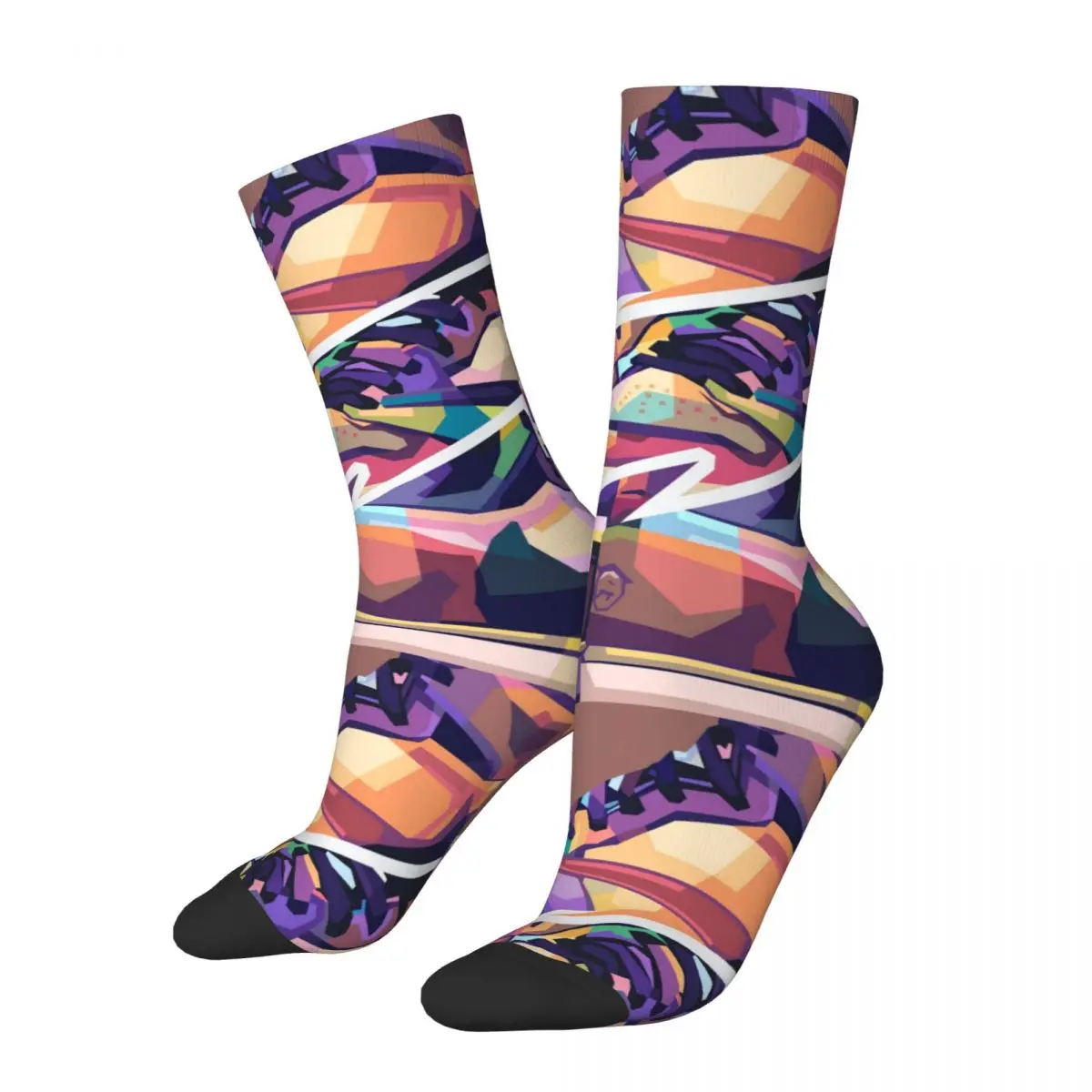 Hip Hop Retro Shoe Pieces Crazy Men's compression Socks Unisex Collection Of Shoe Drawings Printed Funny Novelty Happy Crew Sock