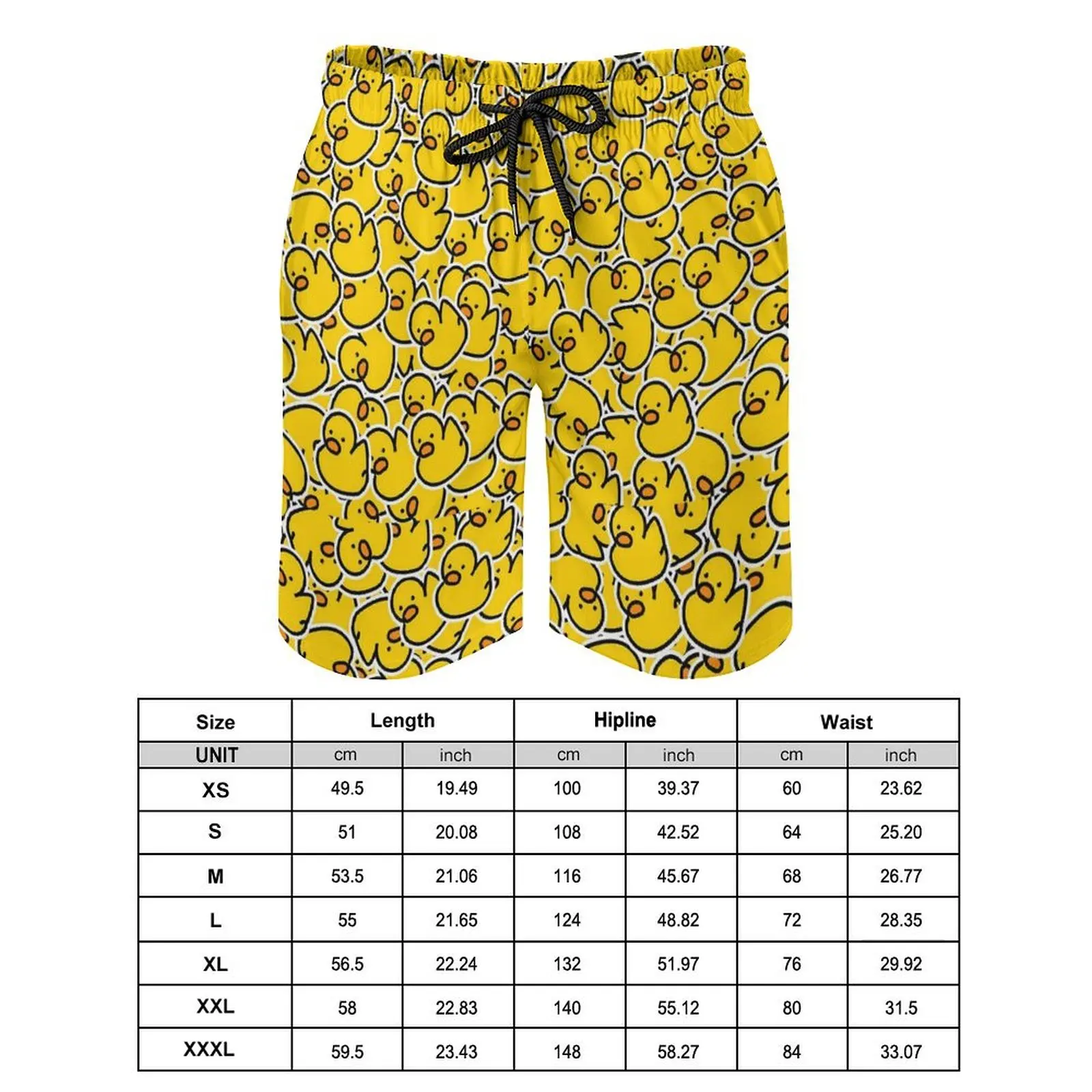 Bunch of Rubber Ducks Board Shorts Yellow Animal Retro Beach Shorts Man Custom Sports Surf Quick Drying Beach Trunks Gift