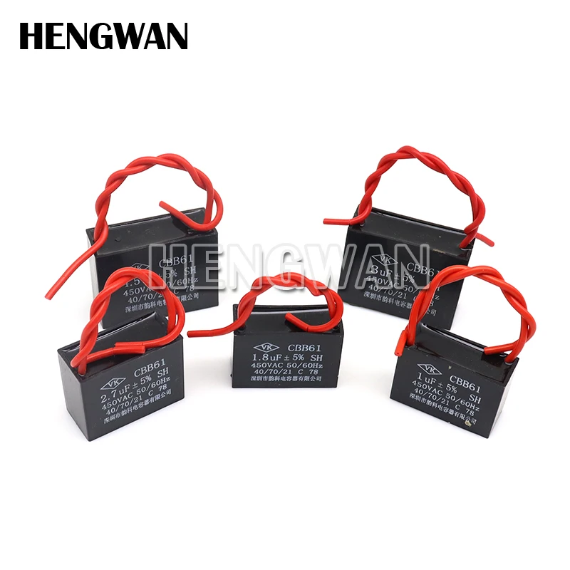 CBB61 450V Fan Start Capacitor 1UF 1.2UF 1.5UF 1.8UF 2UF 2.5UF 3UF 3.5UF 4UF 4.5UF 5UF 6UF 7UF 8UF 10UF 16UF 18UF 20UF 25UF