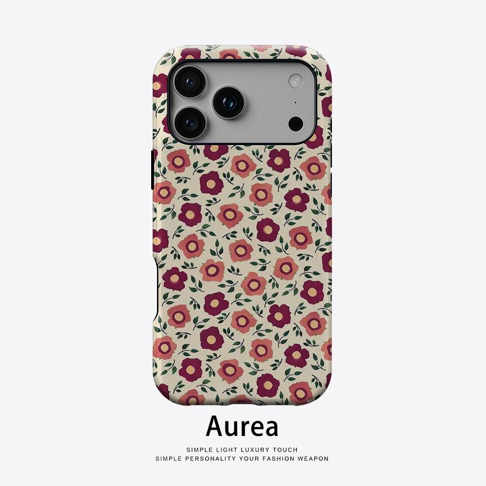 Aurea Case Matte Bumper für MagSafe Hülle für iPhone 18 17 16 15 14 Plus 13 Pro Max Stoßfeste Harte PC Retro Rose Blumen-Abdeckung